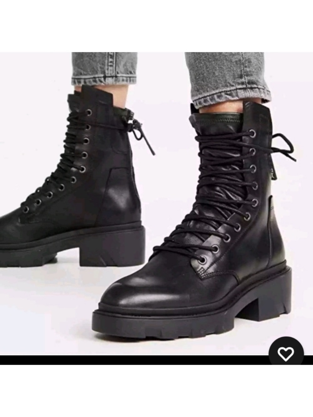 ASH Maddox Black Leather Platform Moto Combat Boots Block Heel It. Size 40 = 9.5